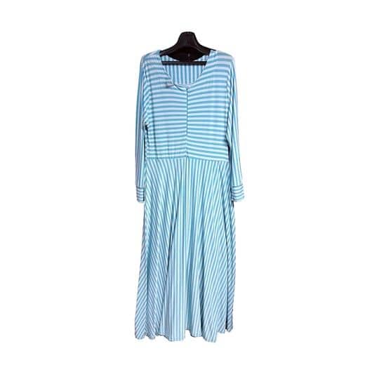 Striped Long Dress with Front Zip (Free Size)
