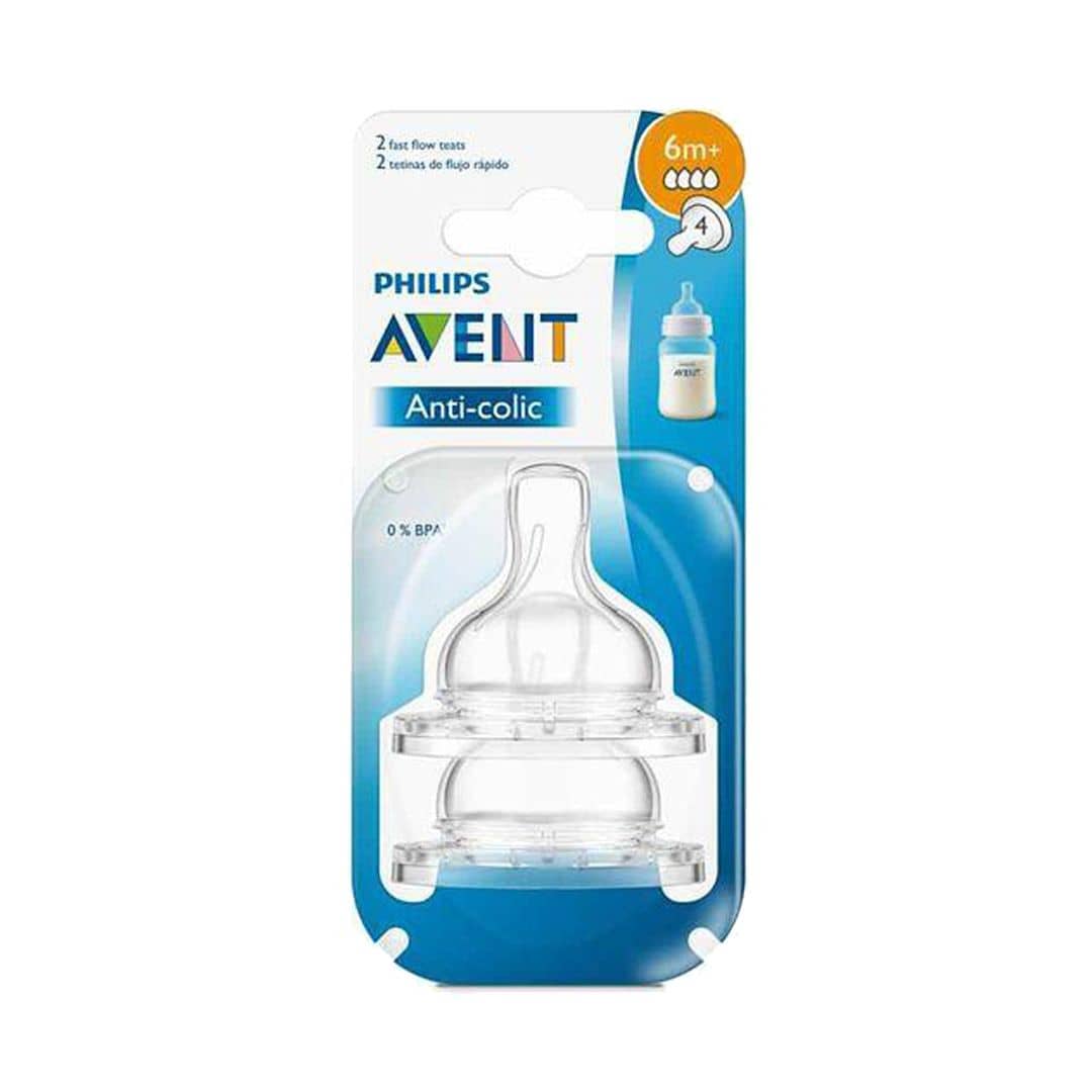 Philip Avent Anti-colic 2 Fast Flowing Teats 6mths+