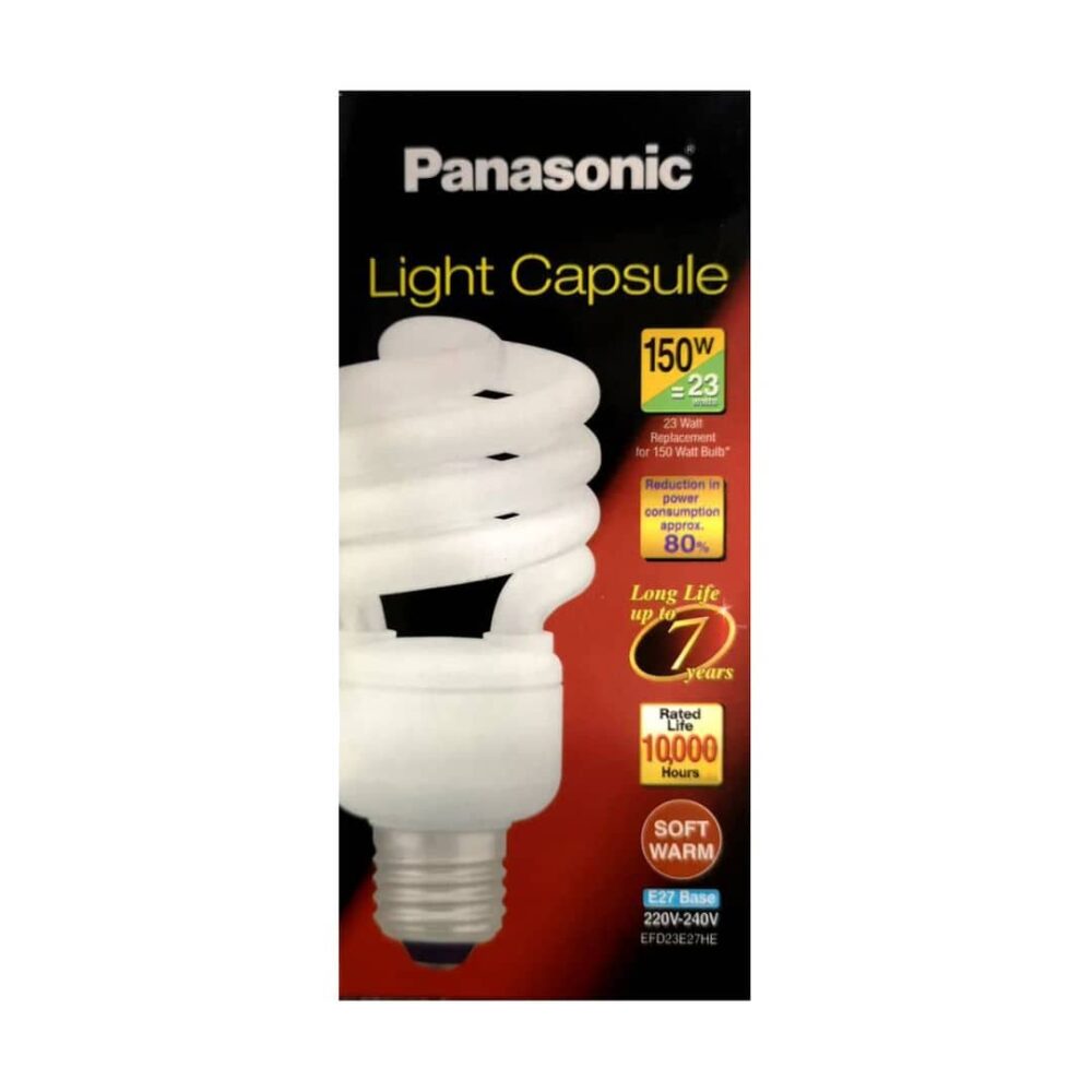 Panasonic Light Capsule E27 Base 23W 220V-240V Soft Warm EFD23E27HE spiral light bulb