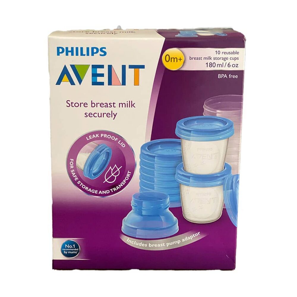 Philips Avent 10 reusable breast milk storage cups 180ml