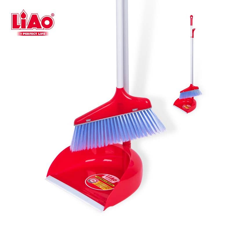 Liao Plastic Long Handle Floor Cleaning Dustpan and Broom Set