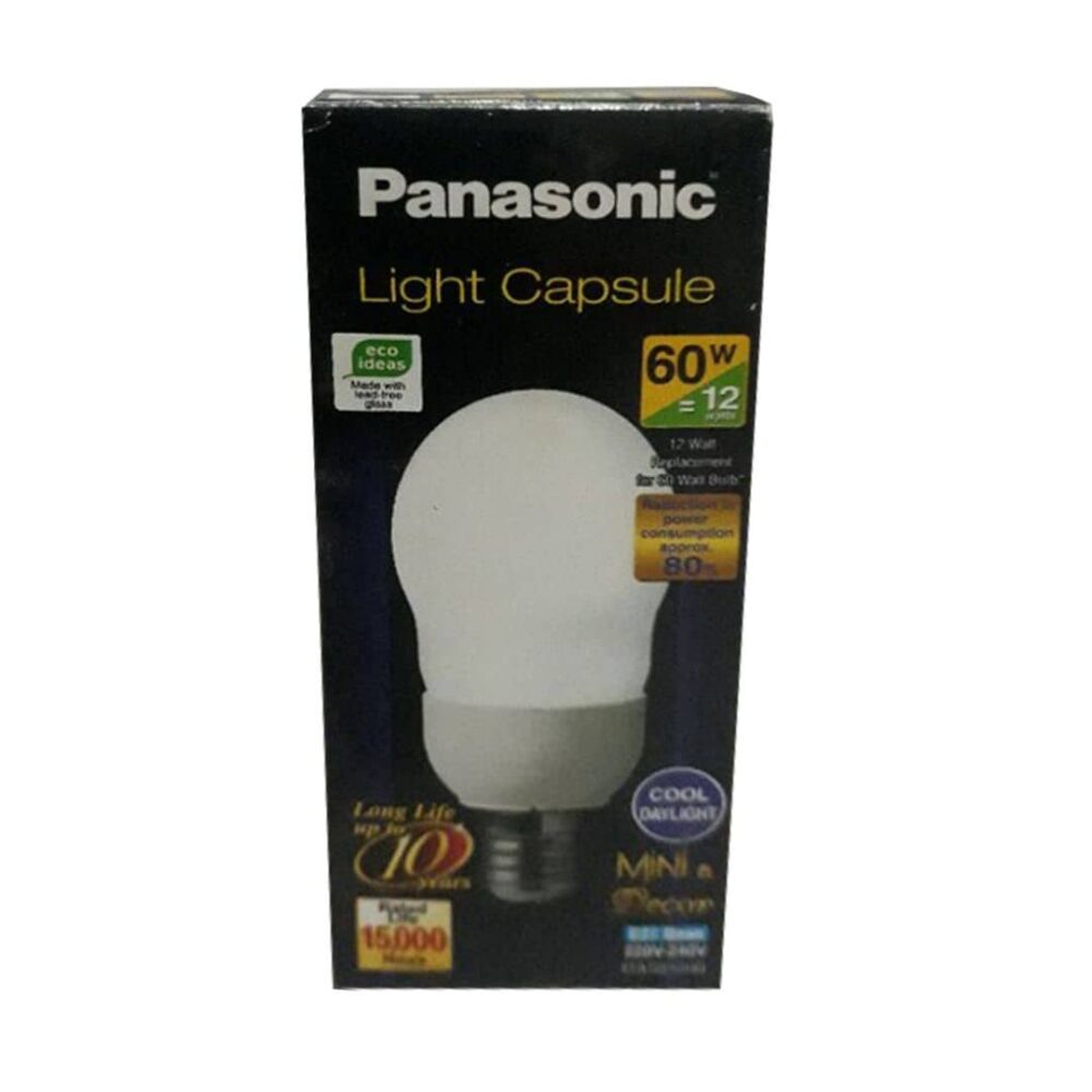 Panasonic Light Capsule Mini & Decor E27 Base 12W 220V-240V Cool Daylight EFA12E65HD round light bulb