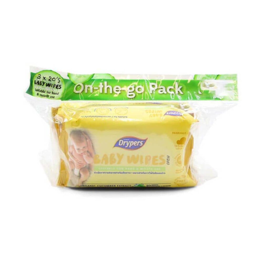 Drypers Baby Wipes Suitable for Hand & Mouth Use 3x20 sheets