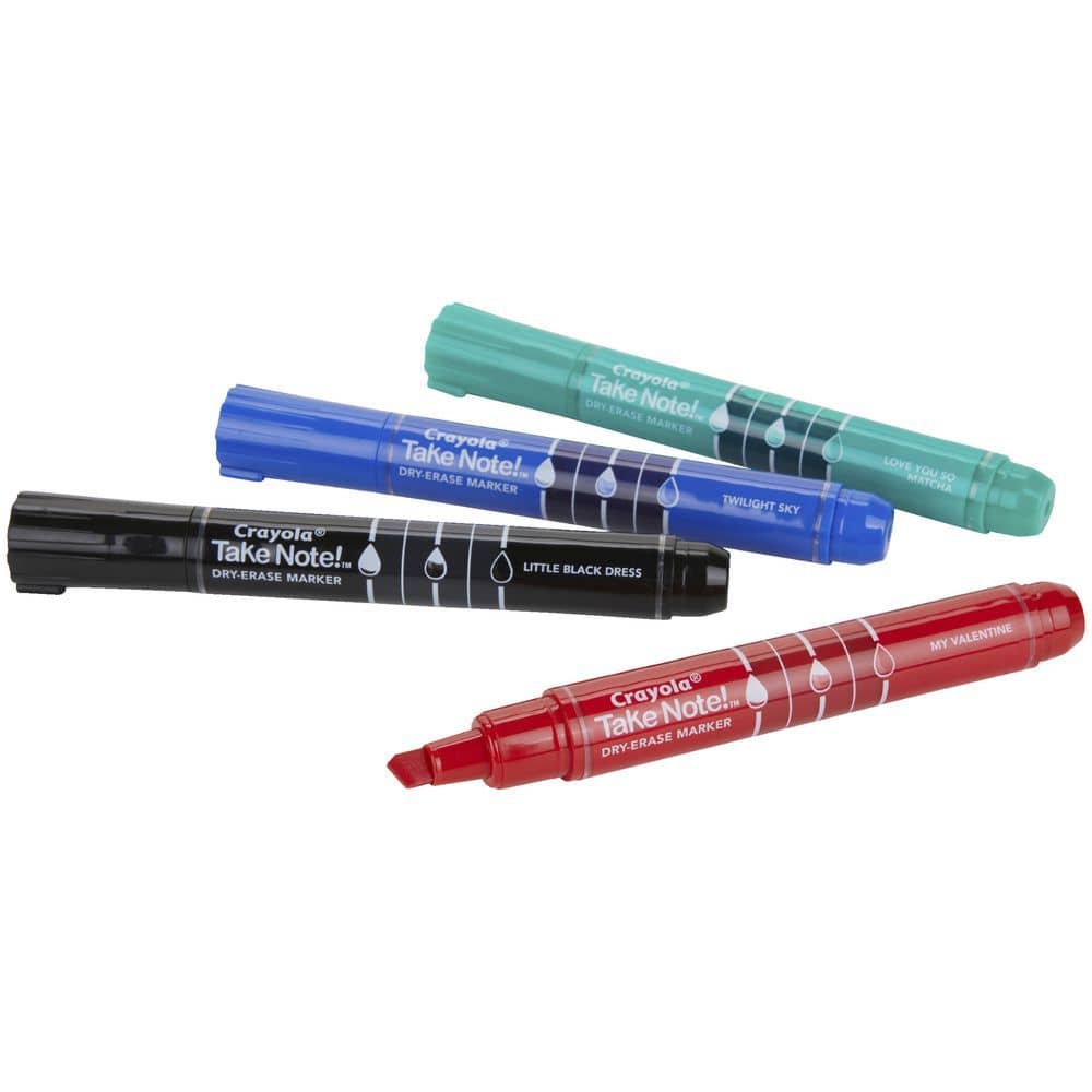 Crayola Take Note! WhiteBoard Markers Chisel Tip (4 Count)