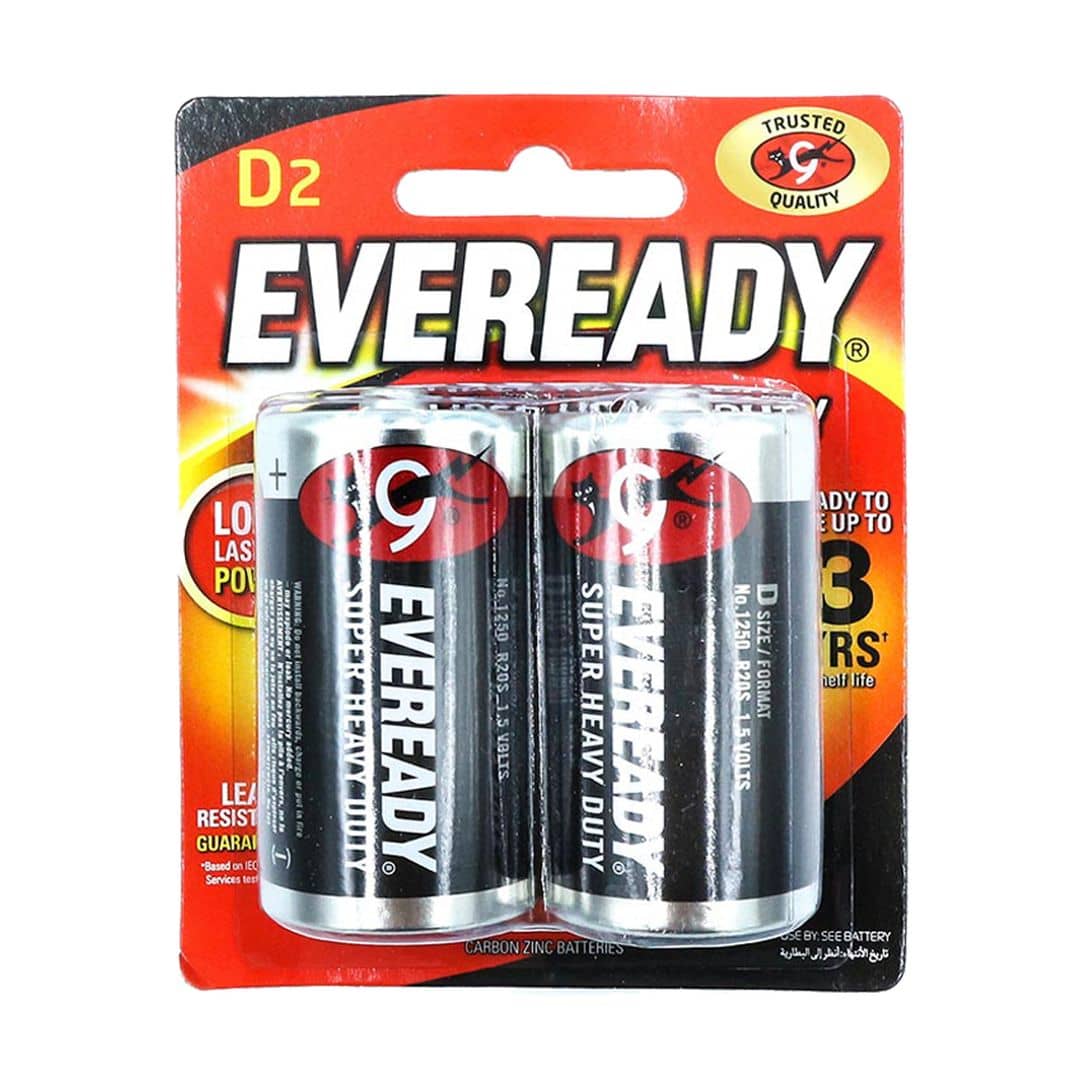 Eveready D Super Heavy Duty Batteries 2s