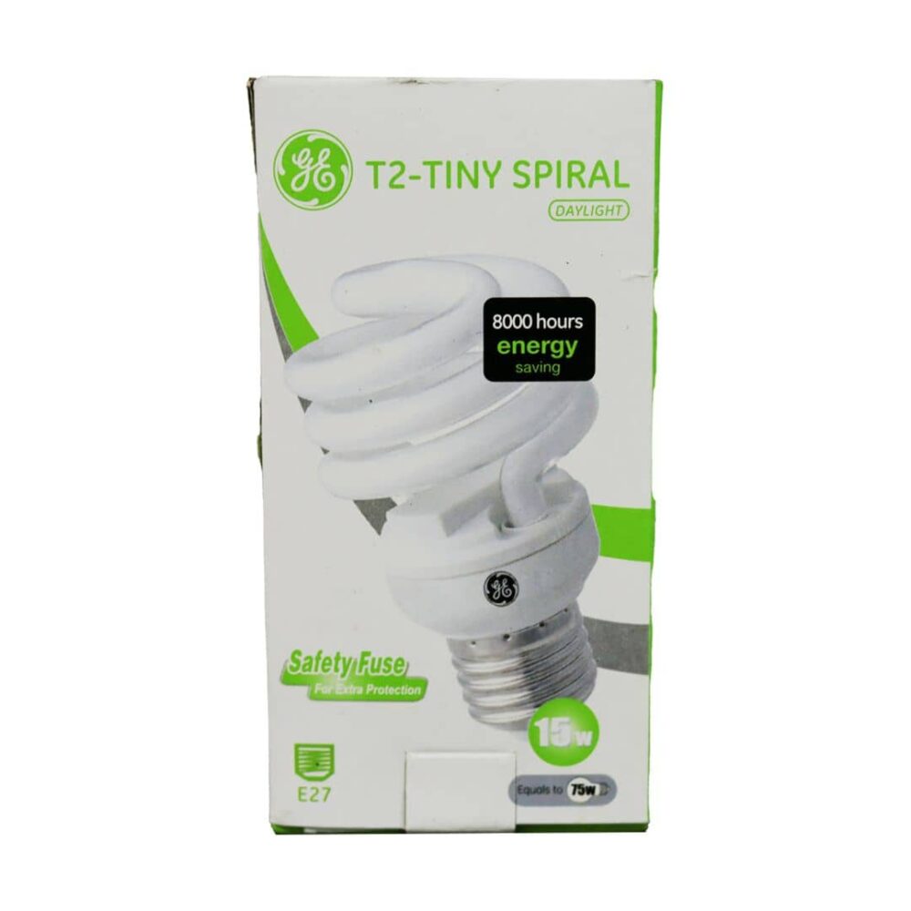General Electric T2-Tiny Spiral Daylight E27 15W FLE15HLX/865/E27/T2 220-240V