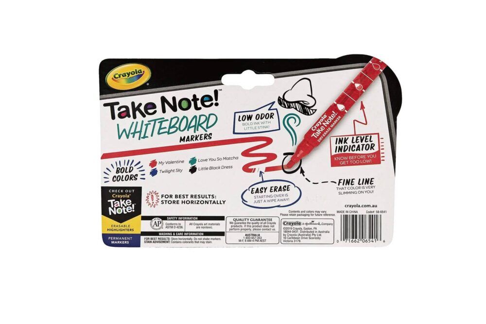 Crayola Take Note! Dry Erase Markers Fine Line (4 Count)