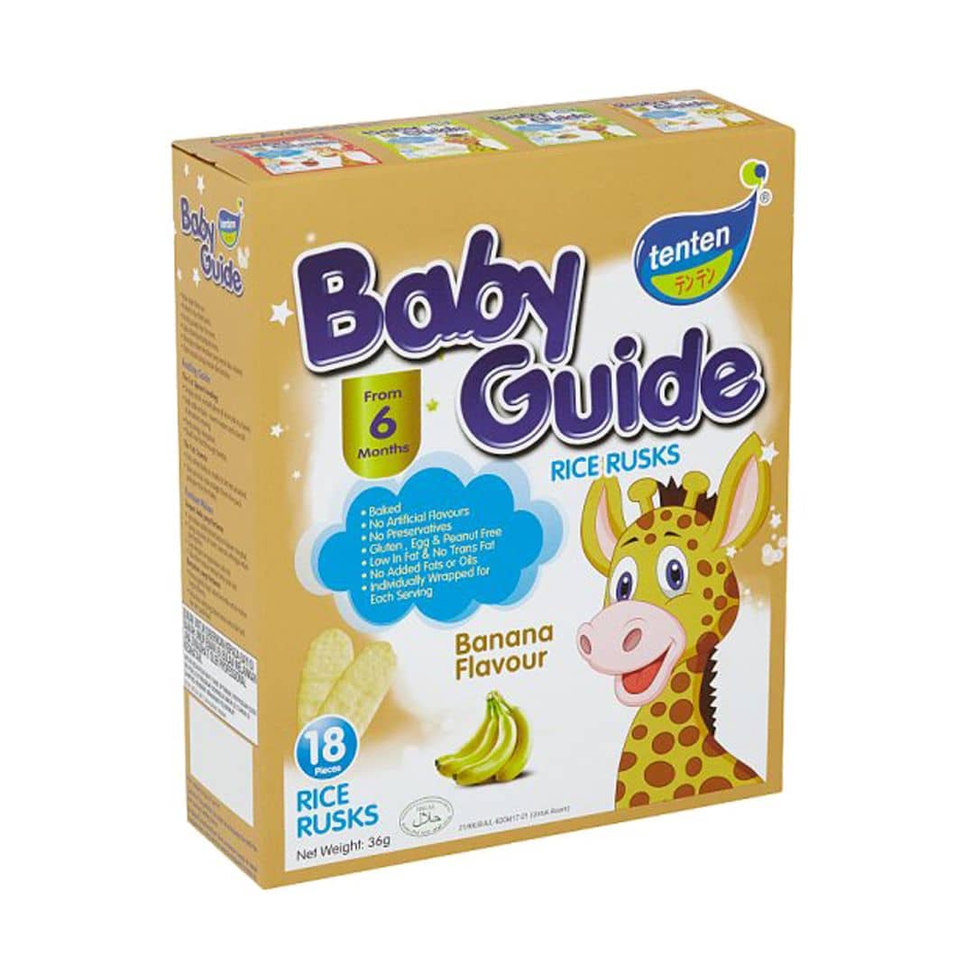 TenTen Baby Guide from 6 months Rice Rusk Banana Flavoured 18s 36g