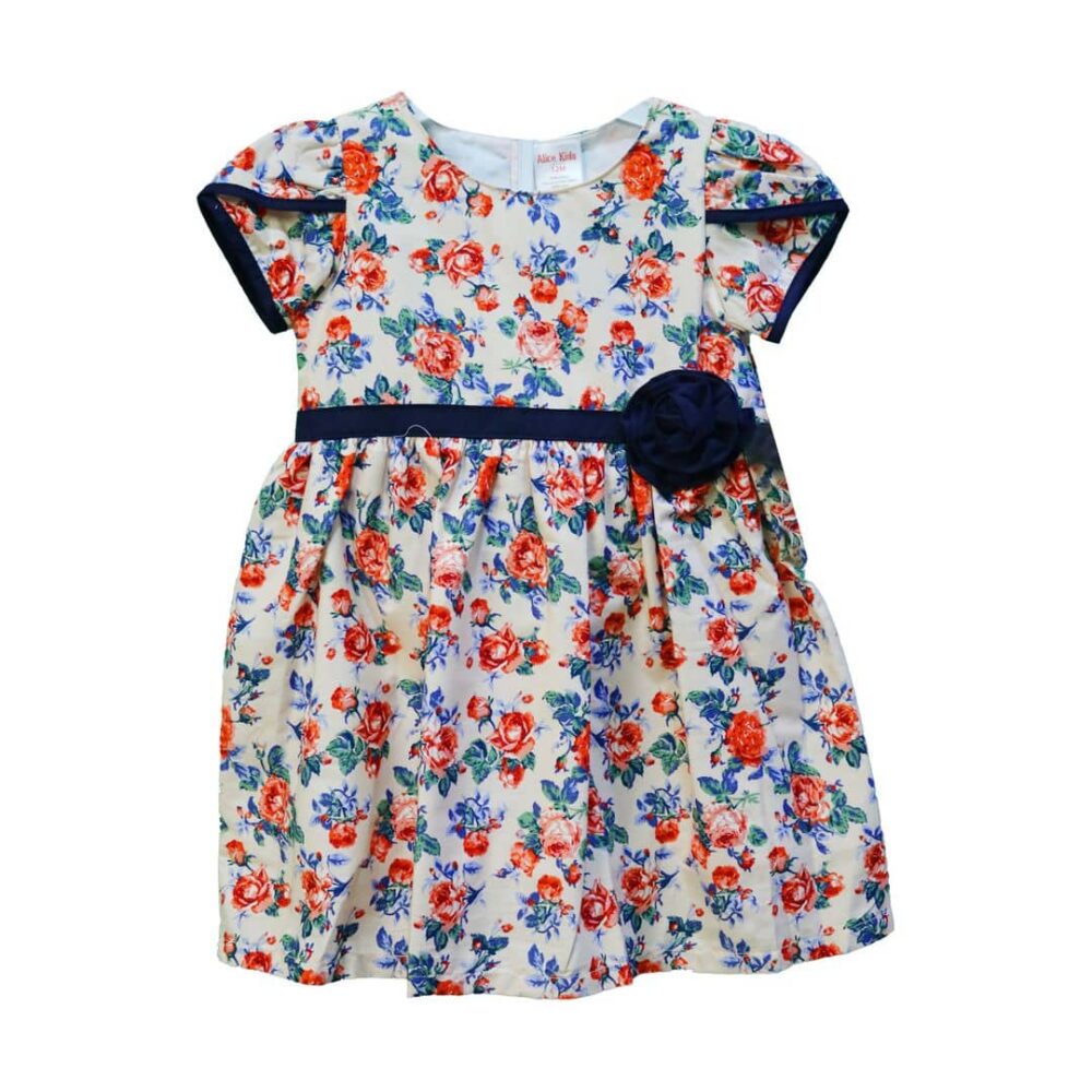 (12-24M) Alice Kids Floral Blue Flower Ribbon Dress