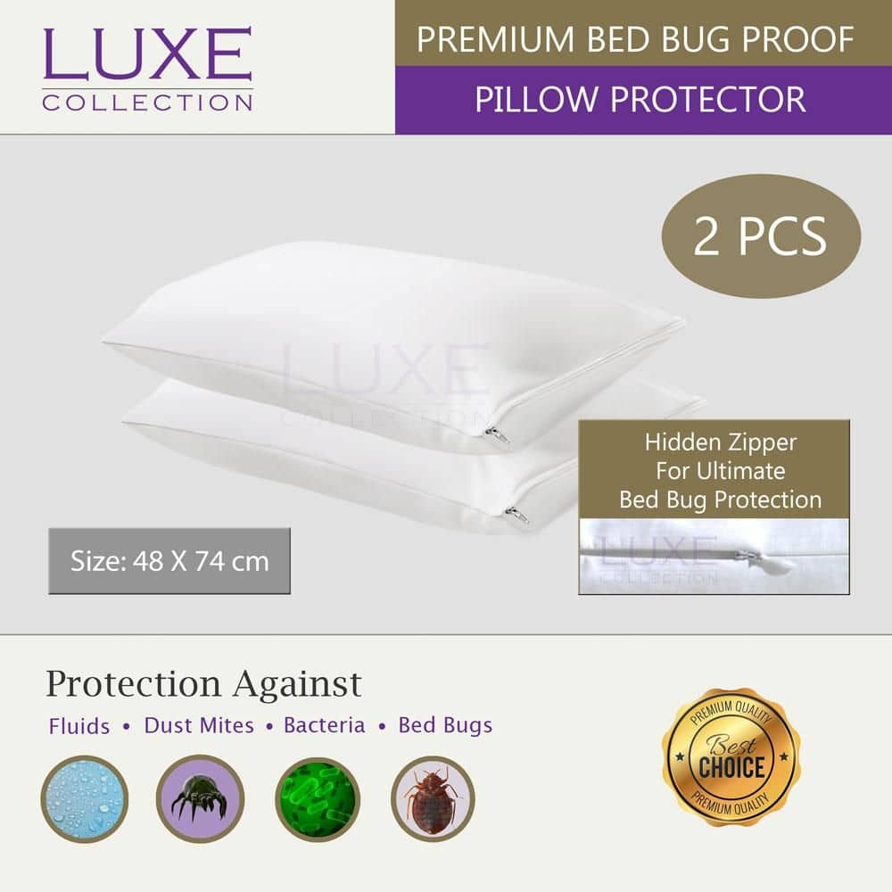 Luxe Premium Bed Bug Pillow Protector Set of 2pcs - Zippered
