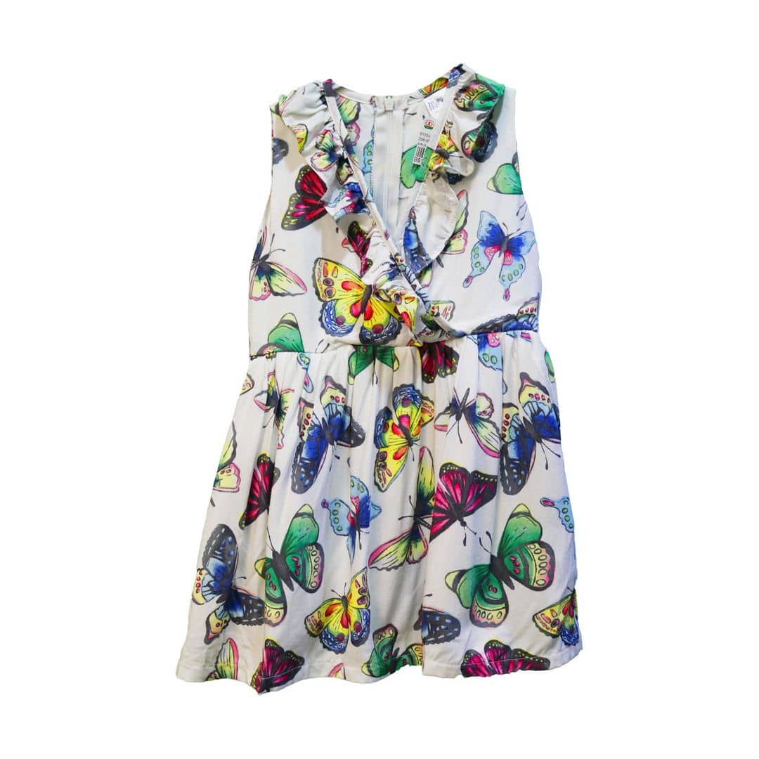 (2-6Y) Butterfly Cream Dress Sleeveless