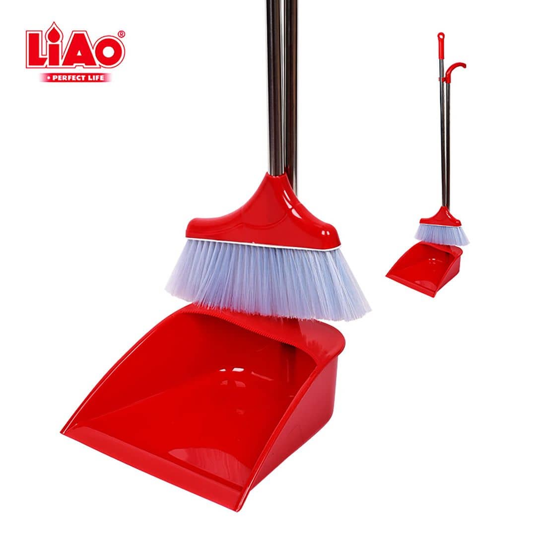 Liao Metal Long Handle Floor Cleaning Dustpan and Broom Set