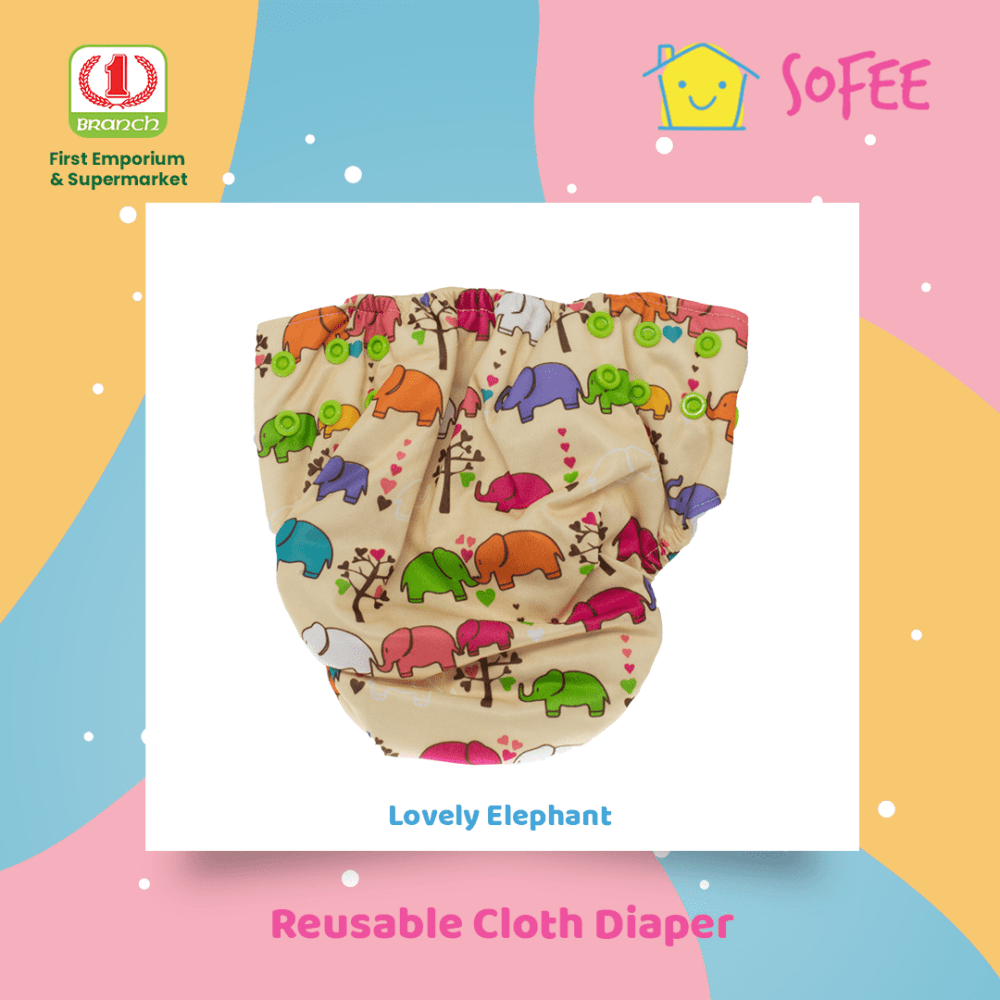 Sofee Reusable Cloth Diaper - Lovely Elephant