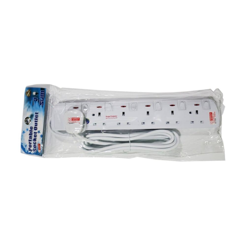 SUM Portable Socket Outlet with Surge Protector 6 outlets 6m S616N