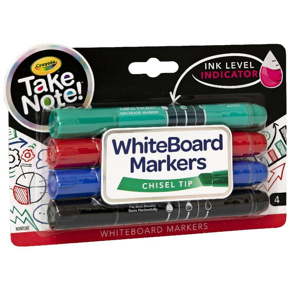 Crayola Take Note! WhiteBoard Markers Chisel Tip (4 Count)