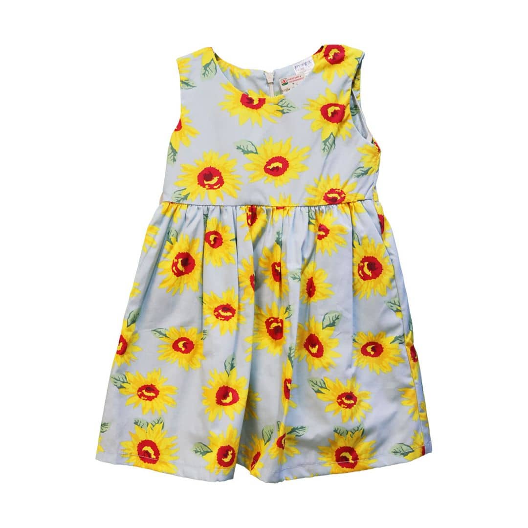 (2-6Y) Alice Kids Sunflower Grey Dress Sleeveless
