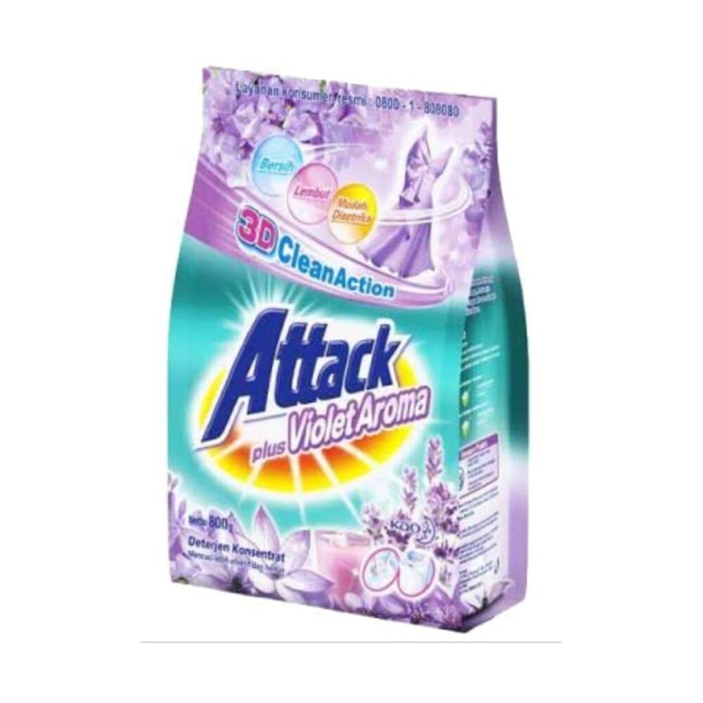 Attack 3D Clean Action Powder Detergent Plus Violet Aroma 800g