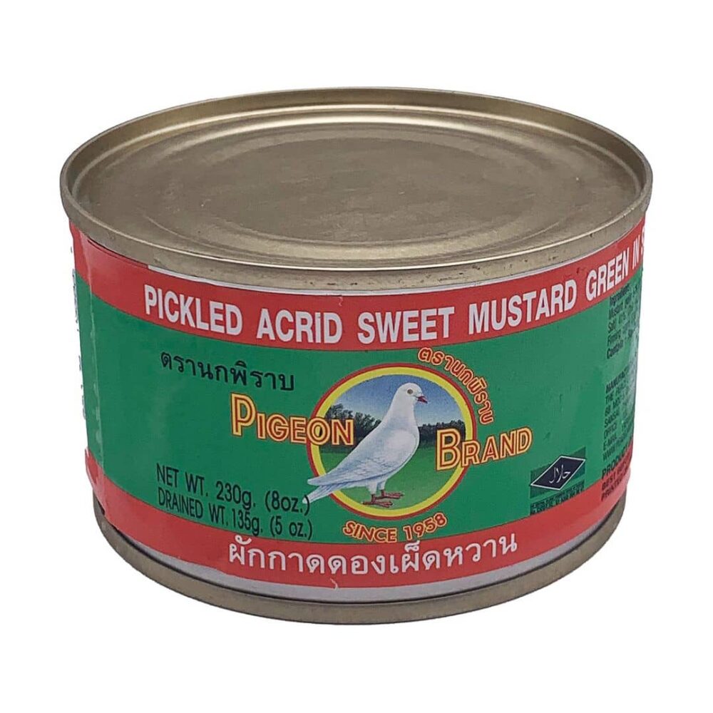 Pigeon Brand Fermented Acrid-Sweet Green Mustard Pieces in Soy Sauce 140g