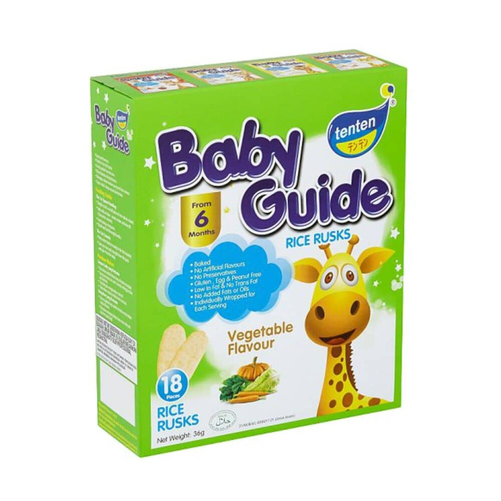 TenTen Baby Guide from 6 months Rice Rusk vegetables flavour 18s 36g