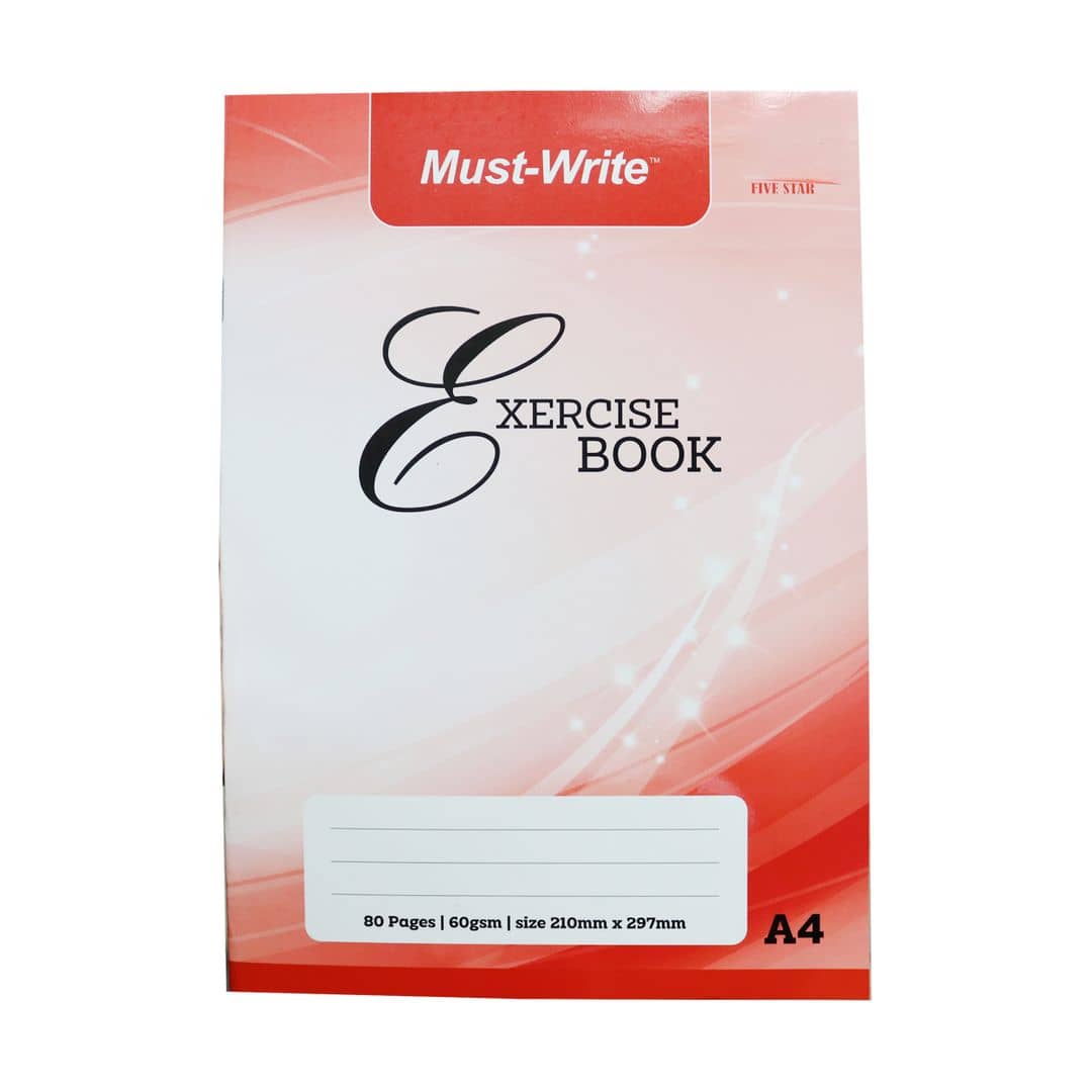 Five Star Must-Write Exercise Book A4 80pgs 60gsm 210mm x 297mm Red Cover
