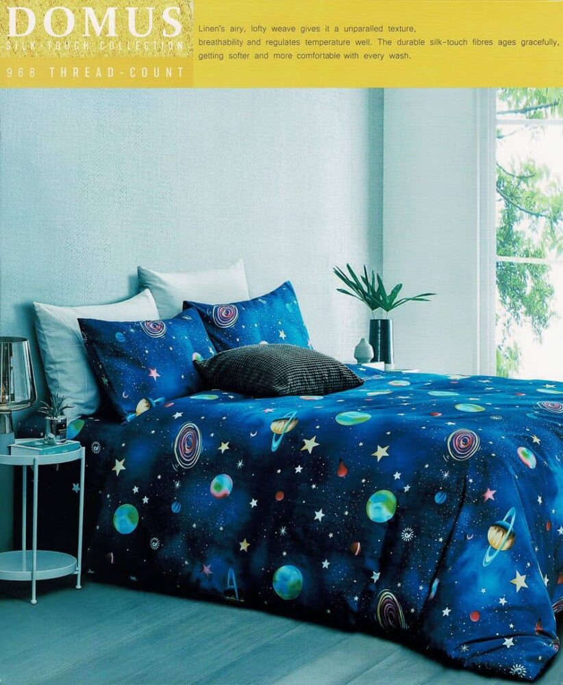 Domus Single Bed Set 849 Blue and Outer Space Pattern