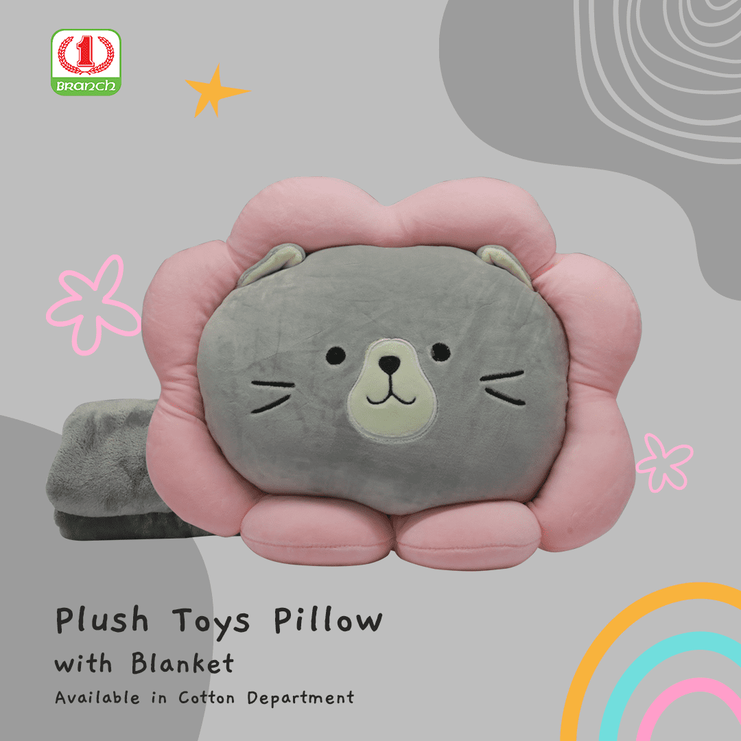 ASTD Kids Plush Toys Pillow & Blanket (Grey Cat)