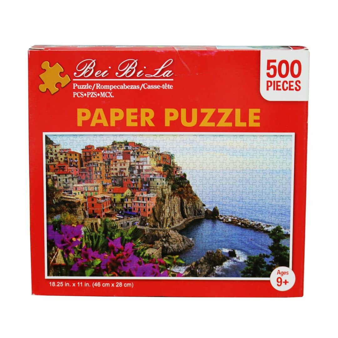 Bei Bi La Paper Puzzle 500pcs 46cm x 28cm Coastal Mediterranean Town Art no. 508