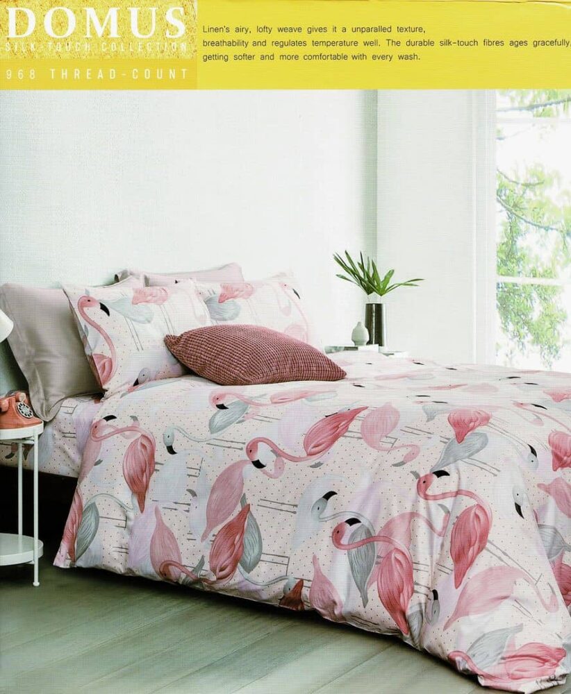 Domus Single Bed Set 851 Pink and Flamingo Pattern