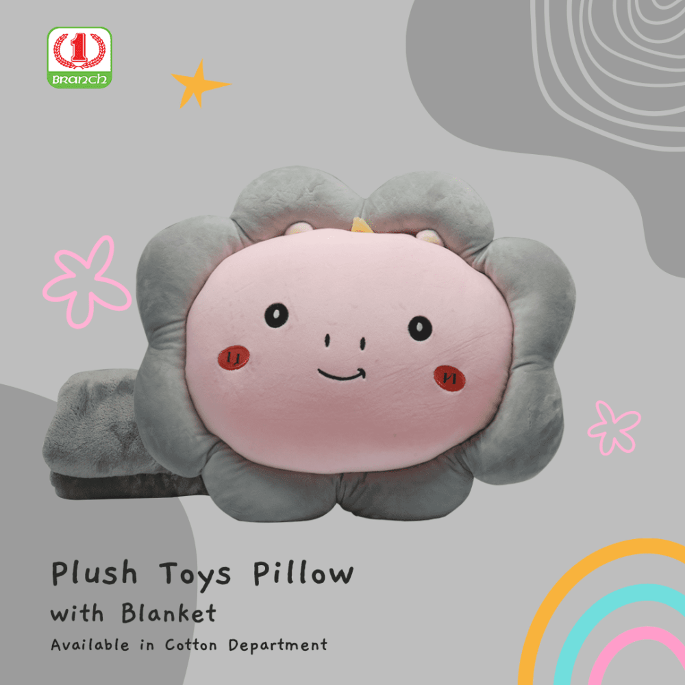 ASTD Kids Plush Toys Pillow & Blanket (Grey Animal)