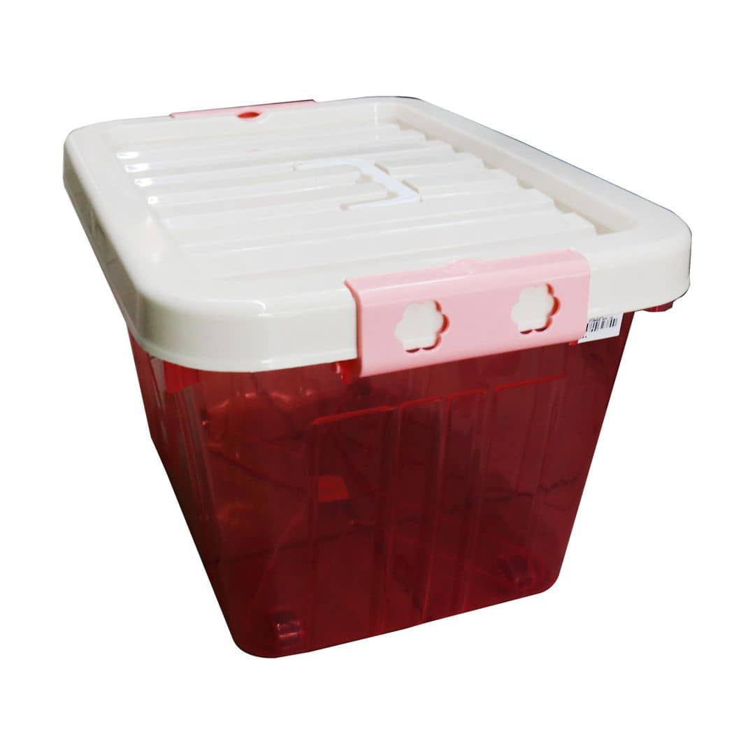 Red Clear Plastic Storage Box 16L 8082