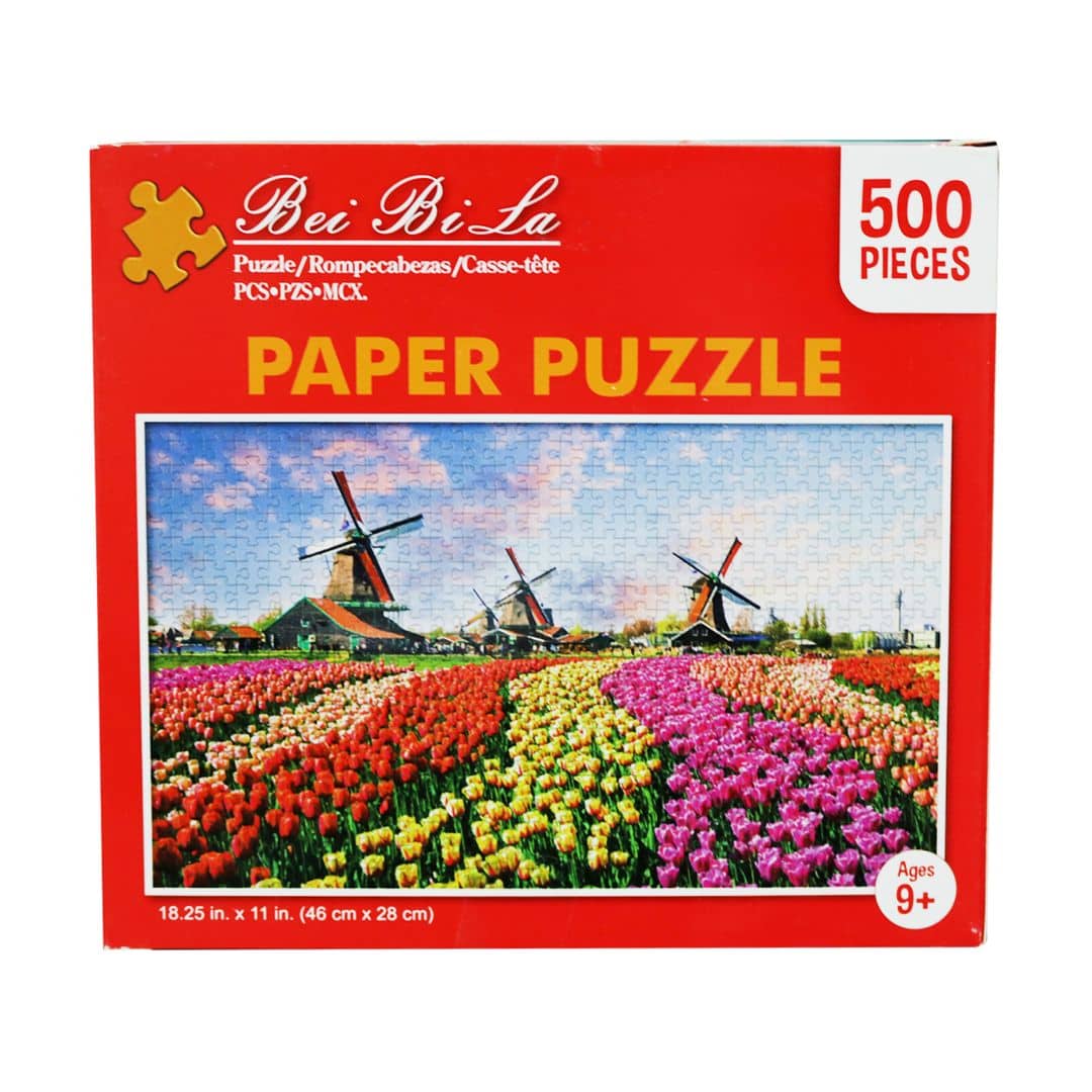 Bei Bi La Paper Puzzle 500pcs 46cm x 28cm Tulip Fields Art no. 523