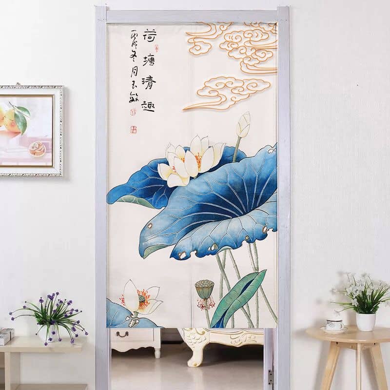 Chinese Door Curtain - Lotus Pond