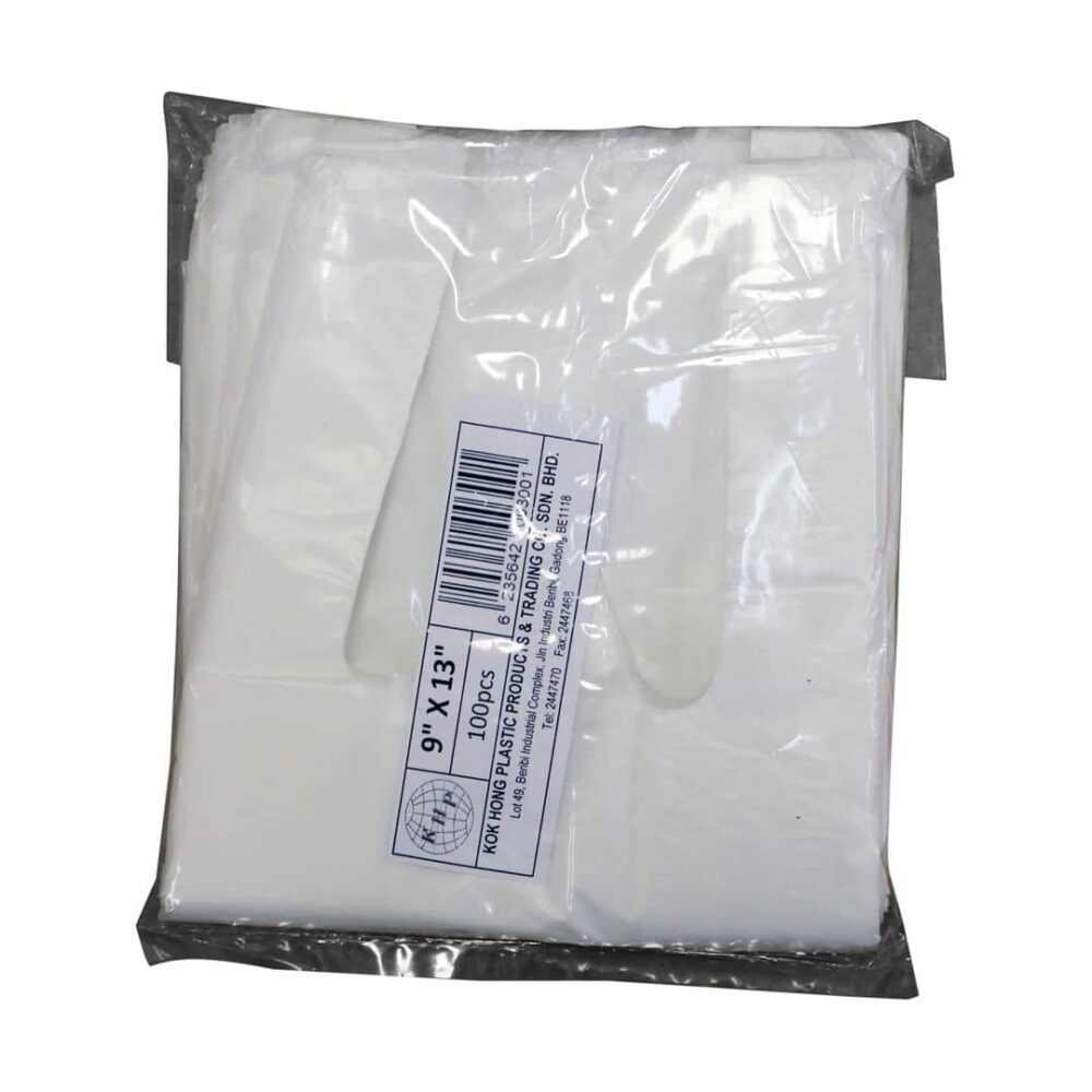 Kok Hong White Singlet Plastic Bags 100pcs 9in x 13in