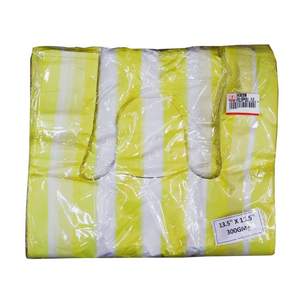 Yellow and White Stripes Singlet Plastic Bags 13.5in x  15.5in