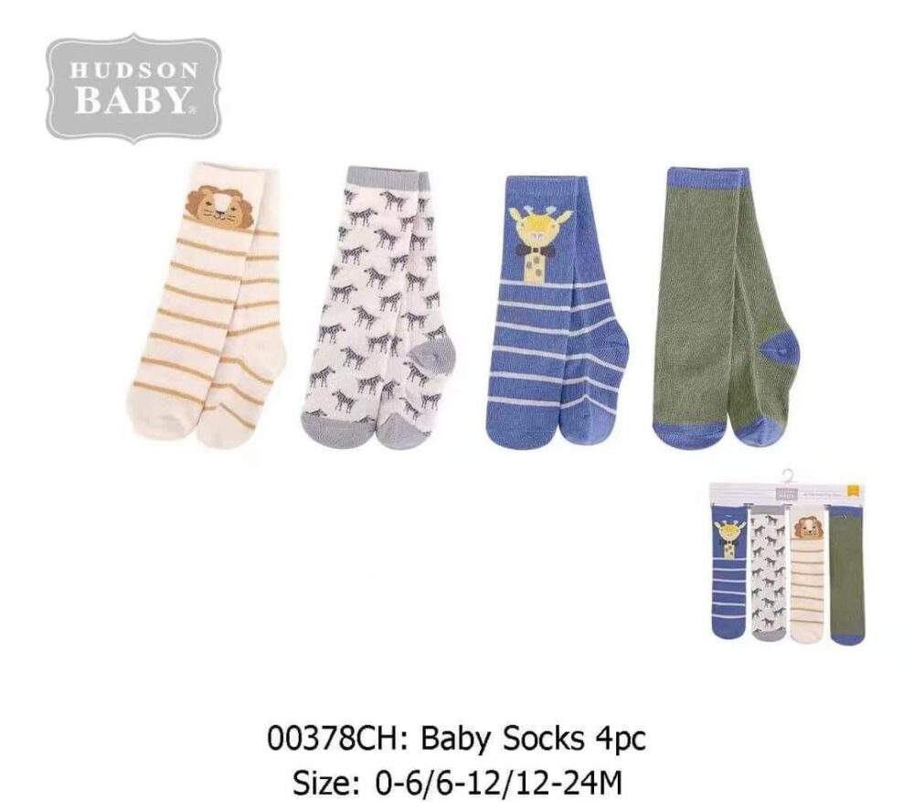 Hudson Baby 00378CH Baby Socks 4pcs (0-6M/6-12M/12-24M)