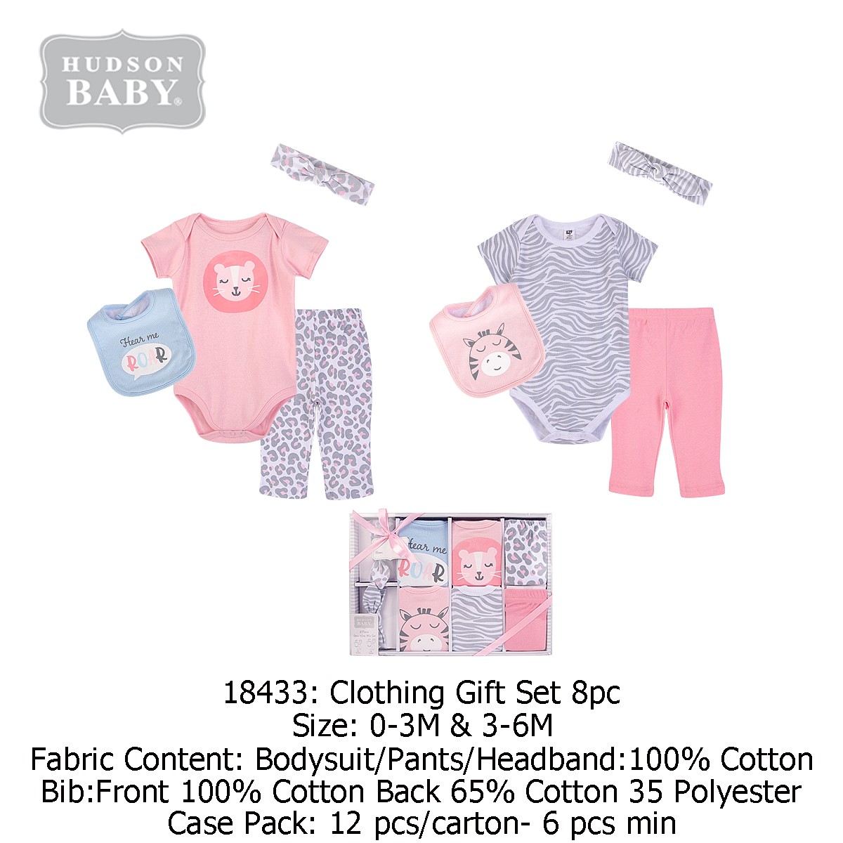 Hudson Baby 18433 Clothing Gift Set 8pcs (0-3M & 3-6M)
