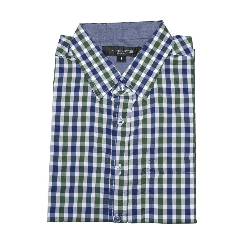 MMG Slim Fit Short Sleeve Shirt (Green/Blue)