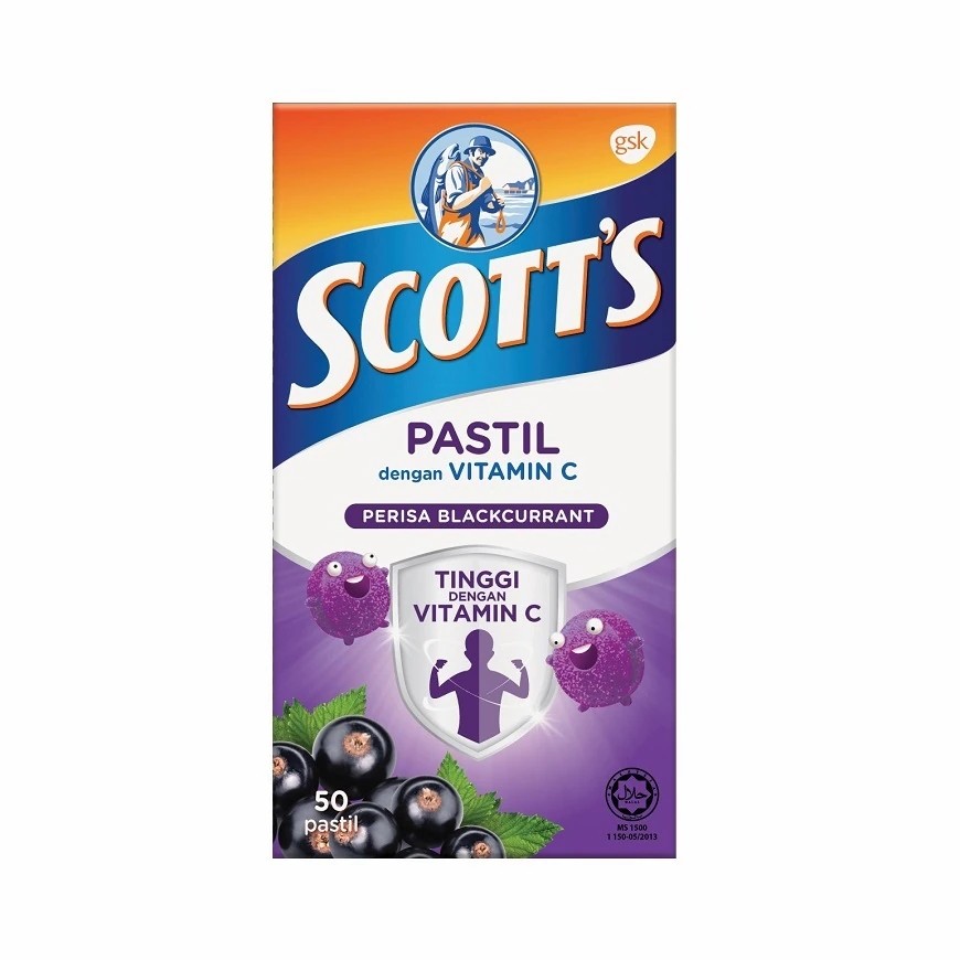 Scott's Pastil Vitamin C Blackcurrant Flavor 50 pastil