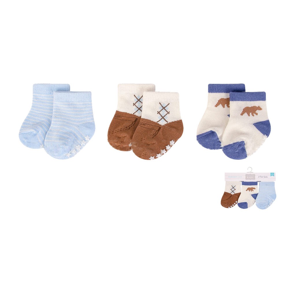 Hudson 00788 Baby Socks with Non-Skid 3pcs (0-9M/9-18M/18-36M)